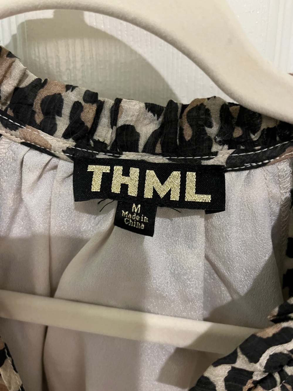 THML Black & Ivory Leopard Print Midi Dress with Tassel Tie - Picture 2 of 2